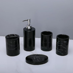 Combo bộ sản phẩm trang trí phòng tắm vân đá cẩm thạch đen sang trọng - DC 009